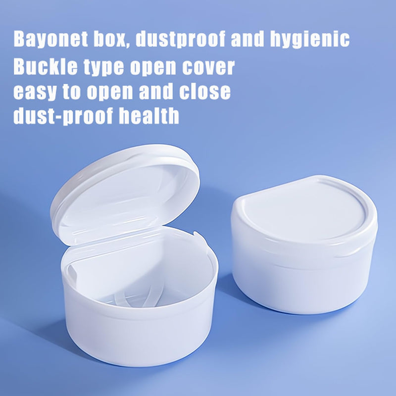 [Australia] - [2025 Upgrade] Dark Blue Denture Bath Box with Brush, Denture Cup, Soaking Holder, Denture Container, Mouth Guard, Storage case with Lid, Waterproof Cleaning 