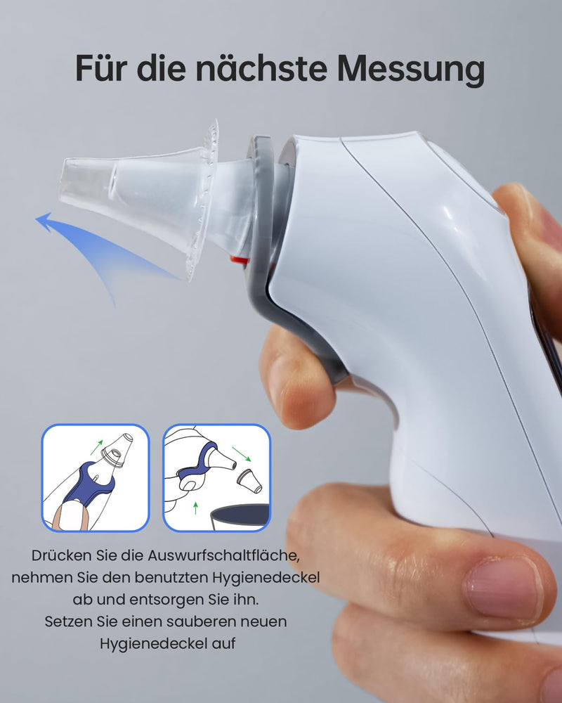 [Australia] - Fever Thermometer Ear for Adults & Children, 1s Result High Precision Ear Thermometer, 30 Memory Retrieval, 3 Color Fever Alarm, with 21 Disposable Probe Covers & Storage Box 