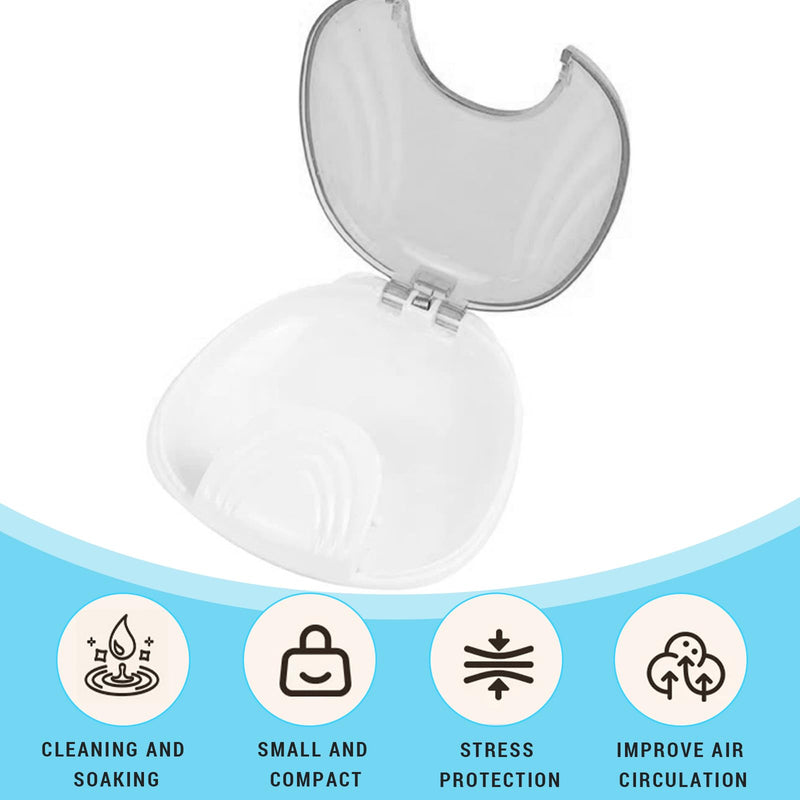 [Australia] - Thoquene Pack of 2 Dental Splint Box, Box for Dentures, Portable Braces Box (Light Blue, Grey) 