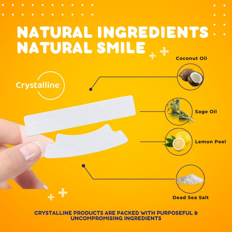 [Australia] - Crystalline Premium Teeth Whitening Strips - 21 Treatments - Whitens with no sensitivity - Enamel protection - Peroxide free - Natural Ingredients - Verified Non-Toxic - Removes Tough Stains - Mint 