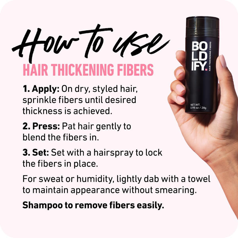BOLDIFY Hair Fibers for Thinning Hair, for Women & Men, Dark Brown 28g | Instantly Fills Thinning & Fine Hair for a Fuller, Thicker Look - Thin Spot Cover Up - Hair Building Fibers & Hair Powder