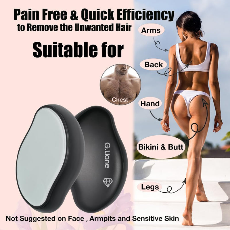 [Australia] - G.Liane Crystal Hair Eraser with Crystal Hair Remover, Physical Nano Hair Remover, Gentle and Effective Epilator without Shaving, for Silky Smooth Skin (Matte Black) 
