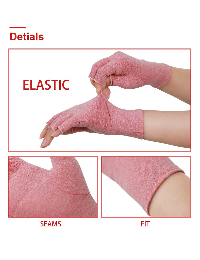 [Australia] - Donfri 2 Pairs Compression Arthritis Gloves, Fingerless Carpal Tunnel Pain Relief Gloves For Women Men, Hand Support Wrist Brace For Rheumatoid, Tendonitis, Swelling, Crocheting, Typing (M) Pink-2 Pairs Medium 