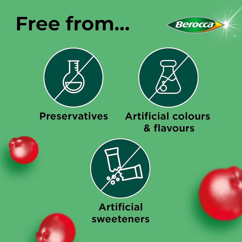 Berocca Multi-Action Multivitamin Gummies - Including Vitamin D, C, A, B-Complex (B1, B2, B3, B6, B7 & B12), E - Supplement for Women, Men and Kids - 60 Gummies x 3 Pack- Cherry Flavour 1 count (Pack of 180)