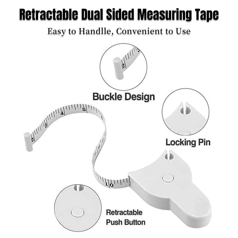 [Australia] - Body Fat Caliper and Measuring Tape for Body,Body Fat Caliper Set with Body Fat Percentage Measure Chart for Accurately Measuring Body Fat (White) 