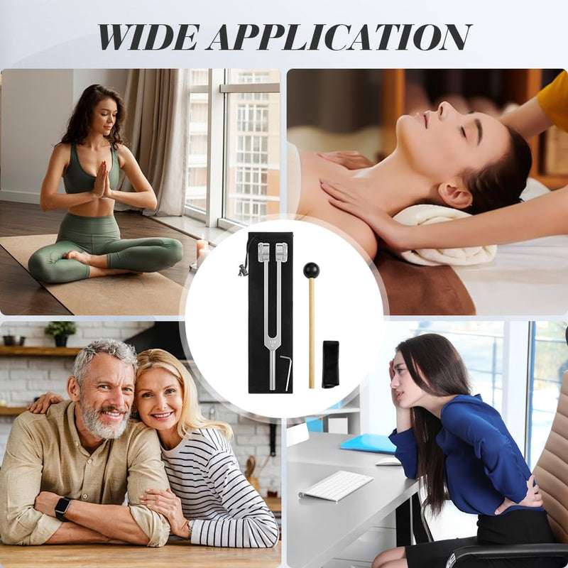 [Australia] - AOGOE 128HZ tuning fork therapy, tuning fork neurology, aluminum alloy tuning fork offer accurate frequency response with a silicone hammer for therapy, chakra therapy, sound therapy, anti-stress 128 Hz 