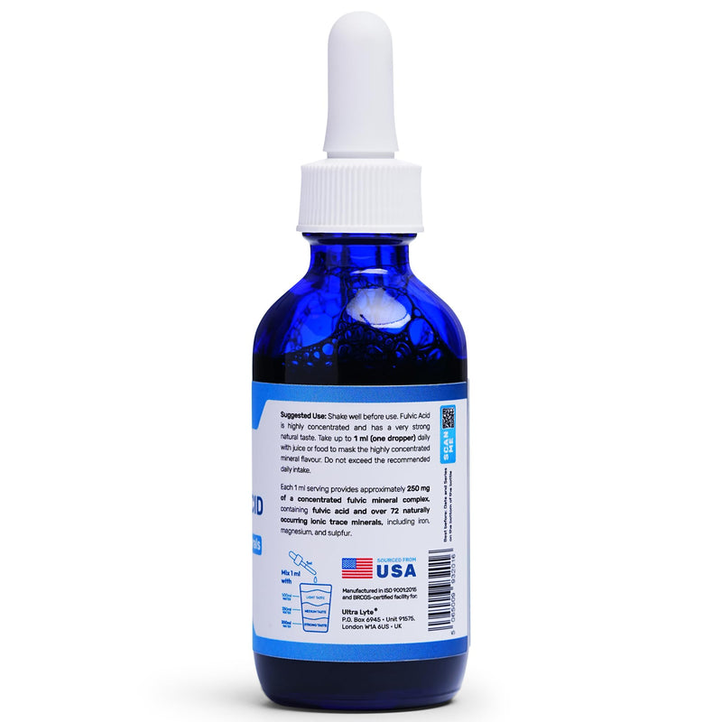 Ultra Lyte Fulvic Acid – 250MG Fulvic Acid Food Supplement – Concentrated Fulvic Minerals – Non-GMO and Gluten-Free – Liquid Fulvic Acid Supplement for Digestion Support, Immunity Boost – 59ml