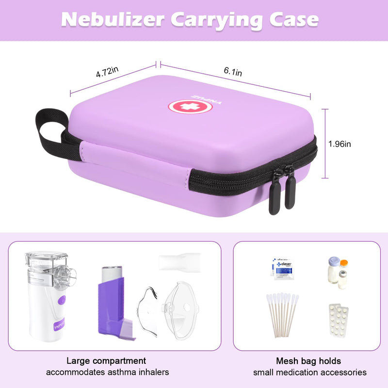 [Australia] - Carrying Case for Portable Nebulizer, Travel Medical Bag, Hard Emergency Medical Bag for Inhaler Spacer Case for Kids and Adults, Masks, Asthma Accessories Case for Medicin Purple 