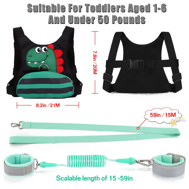 [Australia] - Toddler Leash for Kids-Baby Child Harness with Anti Lost Wrist Link for Boys/Girls Black 