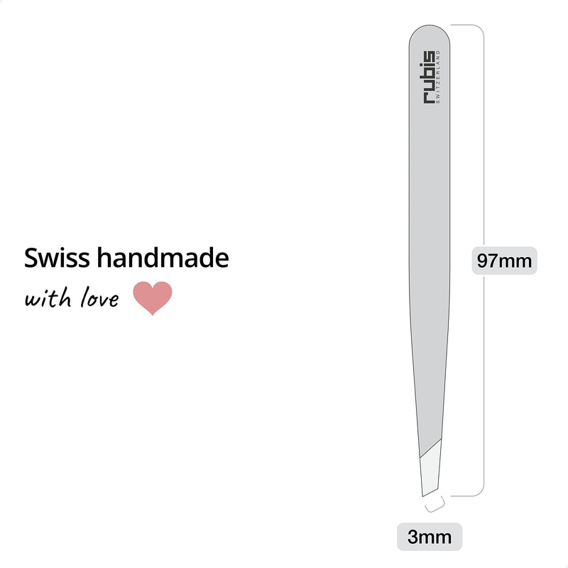 [Australia] - Rubis tweezers stainless steel - slanted, fine and pointed - tweezers for plucking eyebrows - slanted tip for hair removal - professional tweezers, high quality brown 