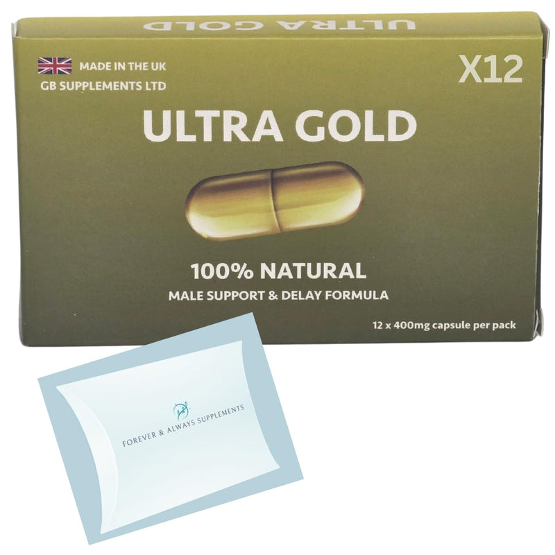 12 x Ultra Gold high Strength Capsules with Delay, 100% Herbal Supplement for Men! Stamina, Endurance Support etc