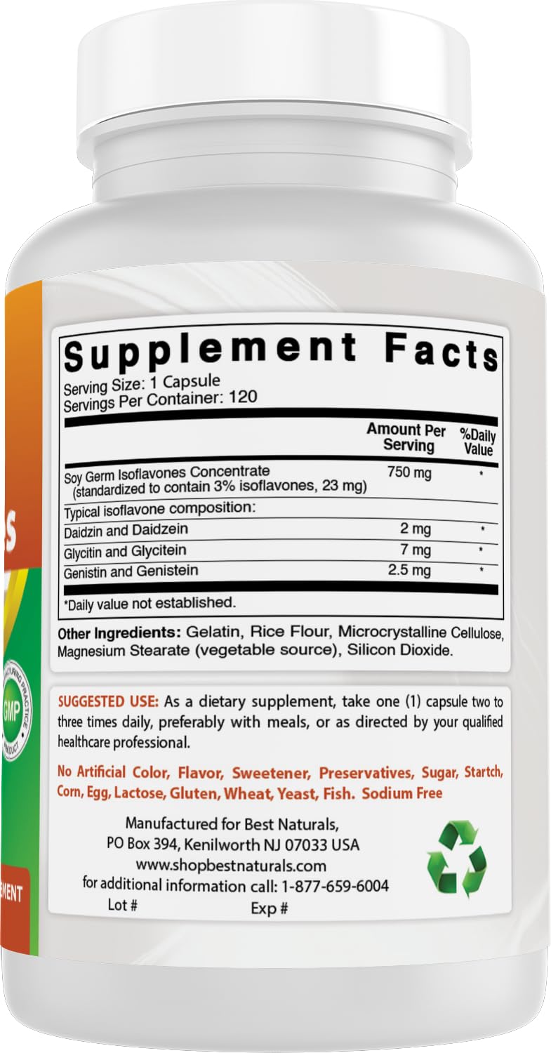 Best Naturals Soy Isoflavones 750 Mg 120 Capsules (120 Count (Pack of 3))