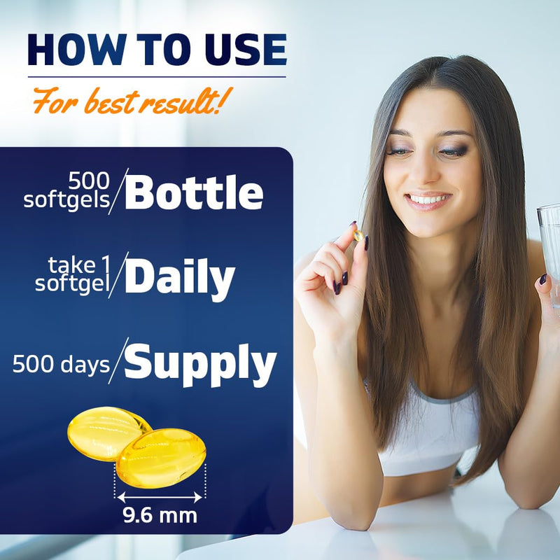 Vitamatic Vitamin D3 5000 IU (125 mcg), 500 Softgels, Made in USA | Olive Oil-Based Formula, Cold Pressed, 500 Day Supply, Support Immune Health*, Non GMO, Gluten Free 500 Count (Pack of 1)