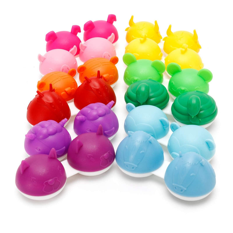 [Australia] - 12 Pack Colored Contact Lens Case, Cute Animal Contact Lens Case Large Box Holder No Leak Dustproof Contact Lens Case Organizer with Carry Box 
