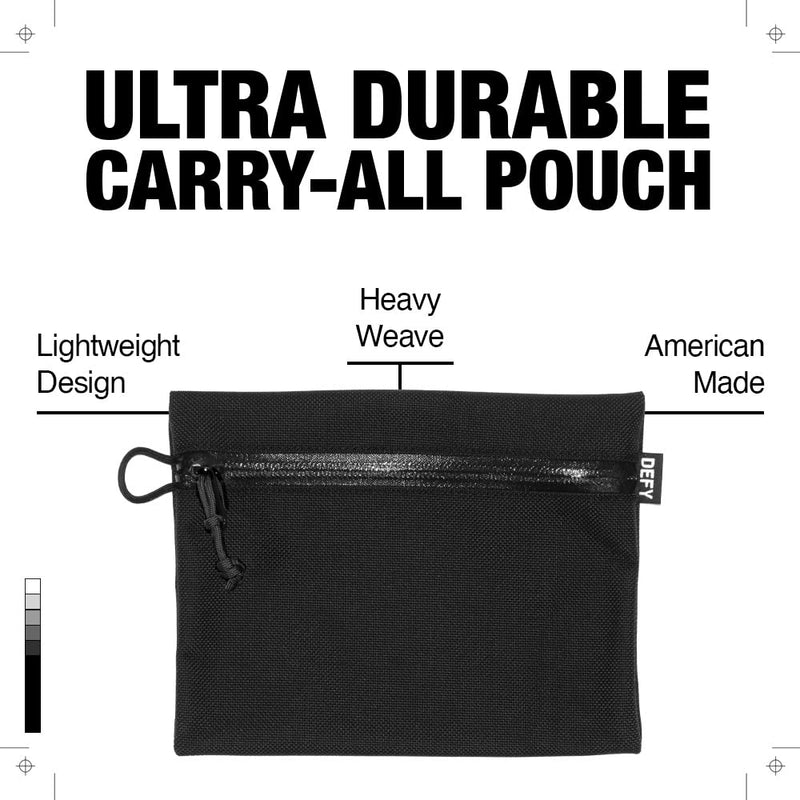DEFY Project Ballistic Travel Pouch | Lightweight Nylon Organizer | Premium Tech Wallet | Water Resistant Travel Organizer (Large, Black) Large Ballistic Nylon Black