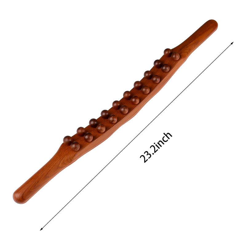 [Australia] - Guasha Wood Stick Massage Tool,20 Beads Wood Massage Roller Stick,Lymphatic Drainage Massager for Body Shaping,Gua Sha Tools for Back Leg 20Beads Brown 