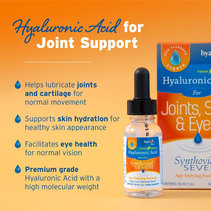 [Australia] - Hyalogic Synthovial Seven - Oral Hyaluronic Acid Supplement 1oz - Liquid HA Supports Skin, Joint, Eye, and Lip Hydration - Vegan, Gluten Free 1 Ounce Standard Packaging 