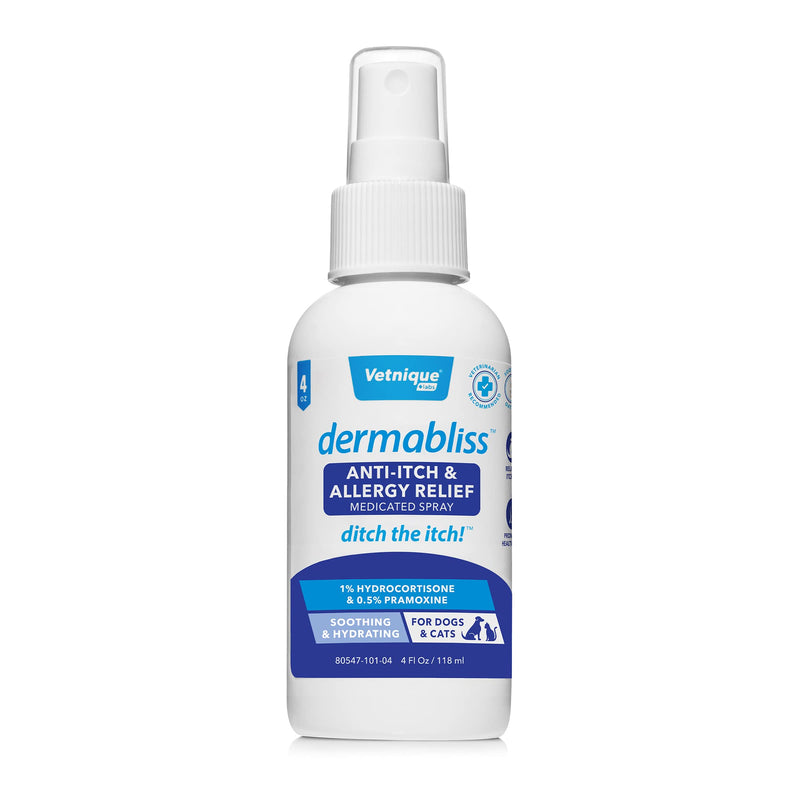 VETNIQUE Dermabliss Anti Itch Relief Dog Spray (4oz) & Glandex Anal Gland Support Soft Chew Treats with Pumpkin for Dogs (60ct Pork) Bundle - PawsPlanet Australia