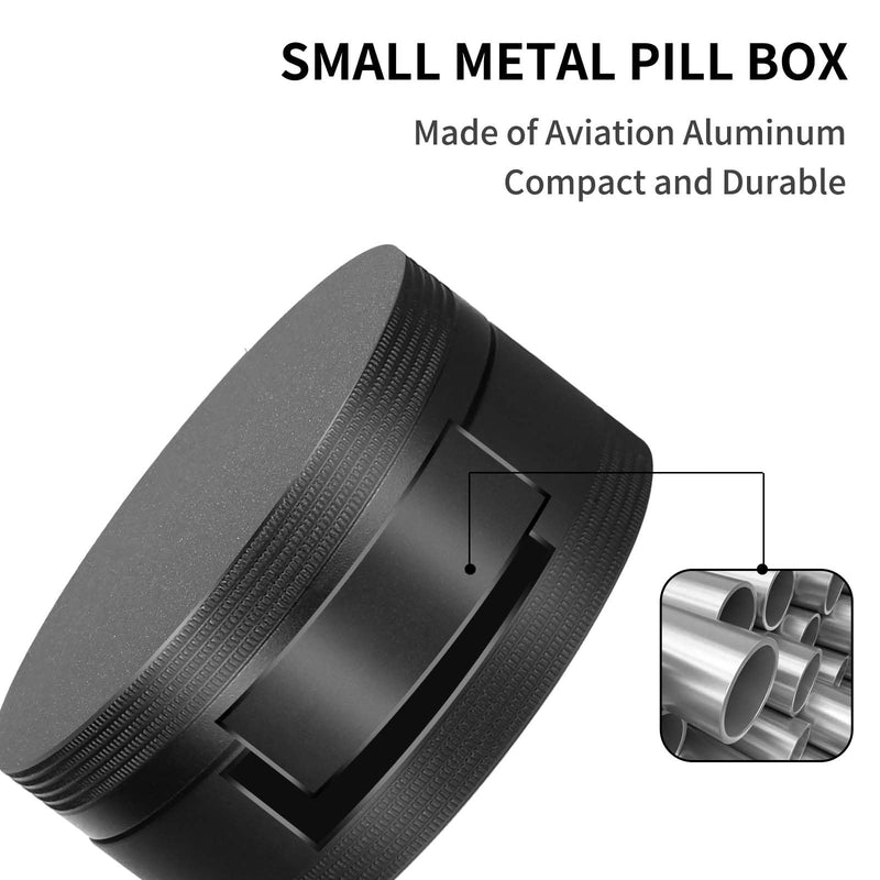 Portable Pill Case Pill Box Daily - Waterproof Single Metal Pill Organizer | for Pocket Purse, Aluminium Alloy Round Daily Medicine Container to Hold Vitamins, Fish Oil Medium Size M