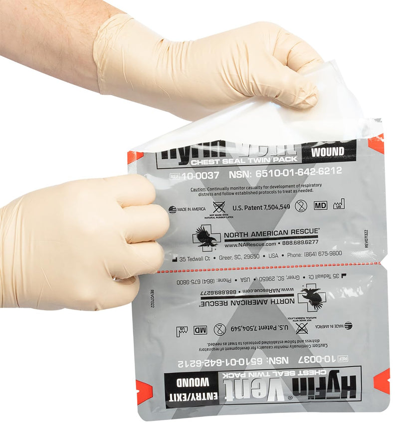 [Australia] - North American Rescue HyFin Vent Chest Seal (Twin Pack) NAR Vented Wound Chest Seals for Trauma, Wounds (10-0037) 1 