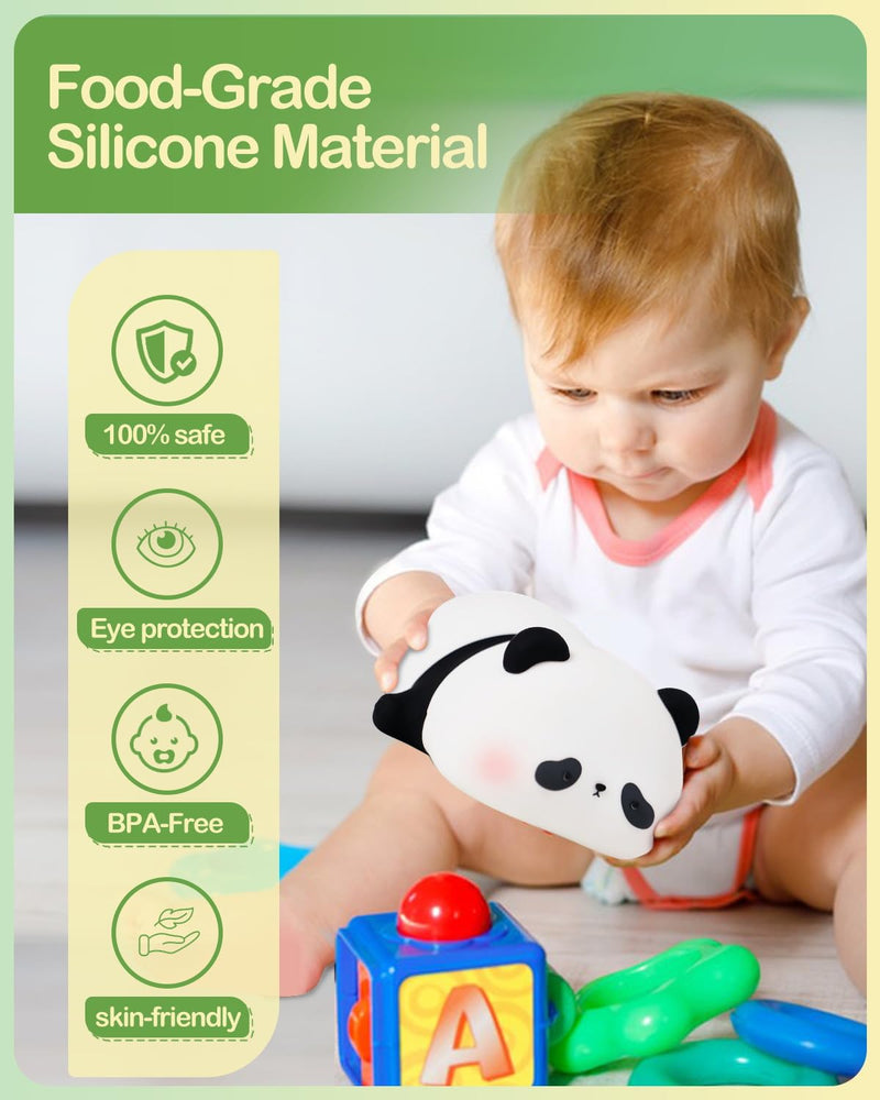 [Australia] - Cute Panda Night Light, LED Squishy Novelty Animal Night Lamp, Food Grade Silicone 3 Level Dimmable Breastfeeding Nursery Nightlight for Room Decor, Cute Gifts Stuff for Boys Girls Baby Children 