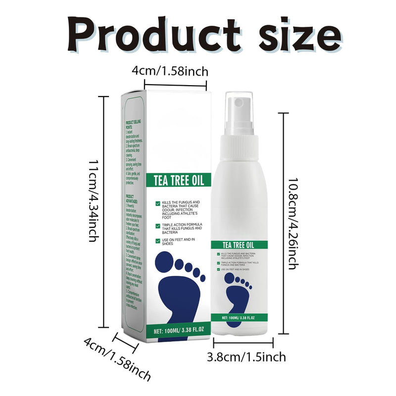 3pcs Foot Spray with Tea Tree Oil,Tea Tree Oil Foot Spray,Clean Feet And Shoes, Keep Fresh, Fast Dry, Suitable For Travel. 3
