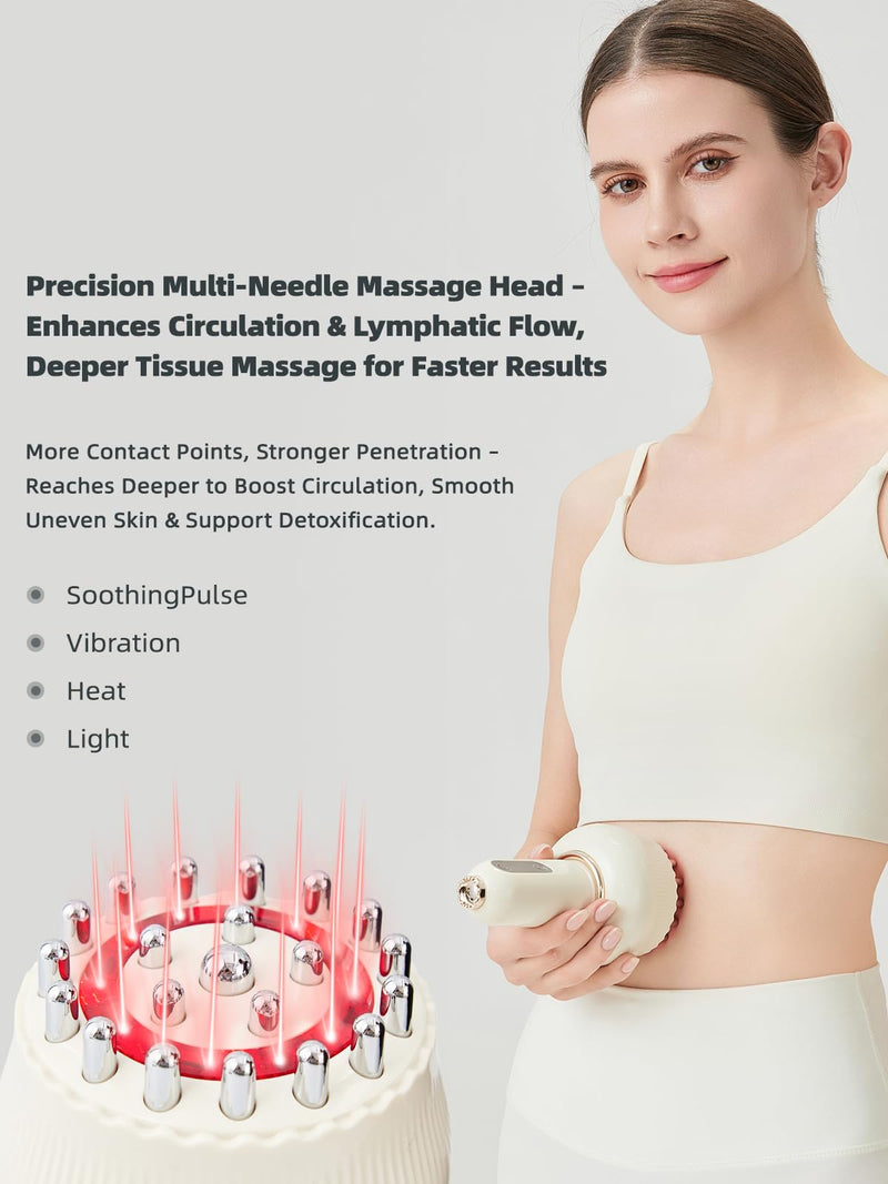 Lymphatic Drainage Massager & Body Sculpting Machine, Cellulite Massage Tool, Helps Reduce Stretch Marks & Cellulite for Legs, Arms & Belly, with Light, Heat & Vibration