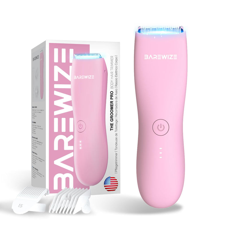 Bikini Trimmer for Women, Pubic Hair Trimmer | Waterproof, USB-C Rechargeable, LED Light, Replaceable Blade | Electric Razors for Women, Electric Lady Shaver (Blush Pink) Blush