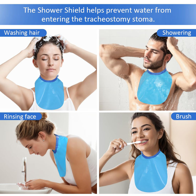 [Australia] - Tracheostomy Shower Cover Neck Stoma Protector for Tracheostomy,Waterproof Shower Shield Neck Stoma Guard (Blue-2pc) Blue-2pc 