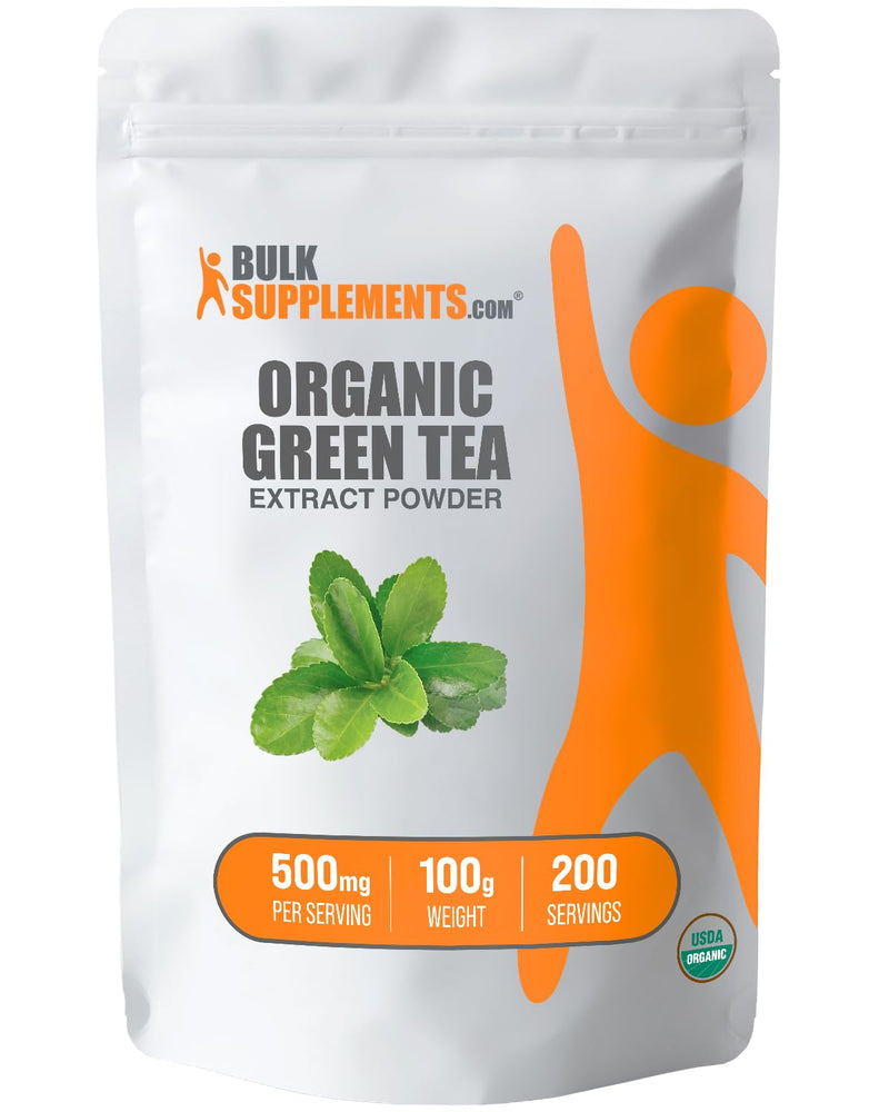 BulkSupplements.com Organic Green Tea Extract Powder - Herbal Supplement, Green Tea Supplement, Green Tea Powder - Vegan & Gluten Free, 500mg per Serving, 100g (3.5 oz) (Pack of 1) 3.5 Ounce (Pack of 1)