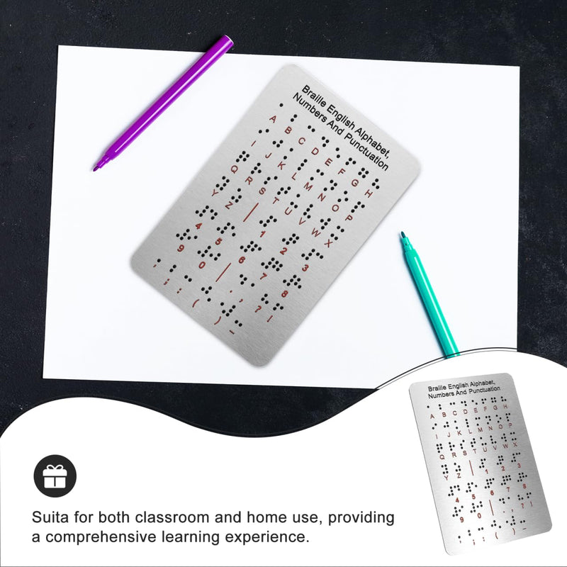 UPKOCH Braille Alphabet Board with Raised Dots for Numbers Punctuation 7.48X4.92 Inch Braille Learning Board Beginner-Friendly Teaching Aid for Blind Children Adults
