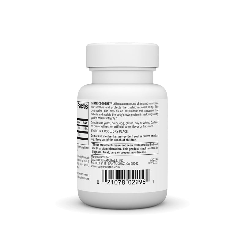 Source Naturals GastricSoothe Zinc L Carnosine* - 60 Veggie Caps 60 Count (Pack of 1)