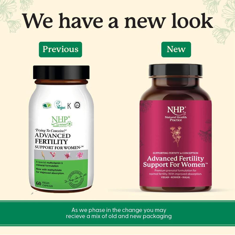 NHP Advanced Fertility Support for Women - Nutrients for Conception, IVF Support & Pregnancy, Scientifically Formulated with Active Vitamins & Minerals for Optimal Fertility Health 60 Vegan Capsules