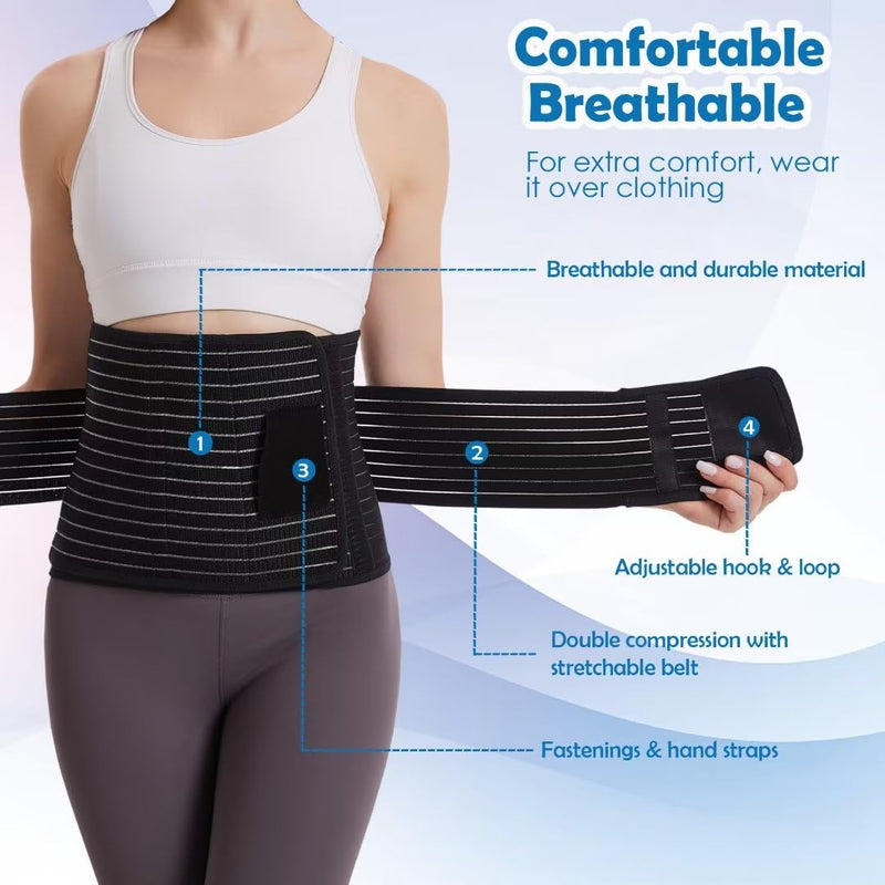 [Australia] - Paskyee Postpartum Belly Band, Abdominal Binder Post Surgery Belly Wrap, C Section Recovery Must Haves, Girdle for Postnatal Care, Waist/Pelvis Belt for Back Pain Relief Black S/M 