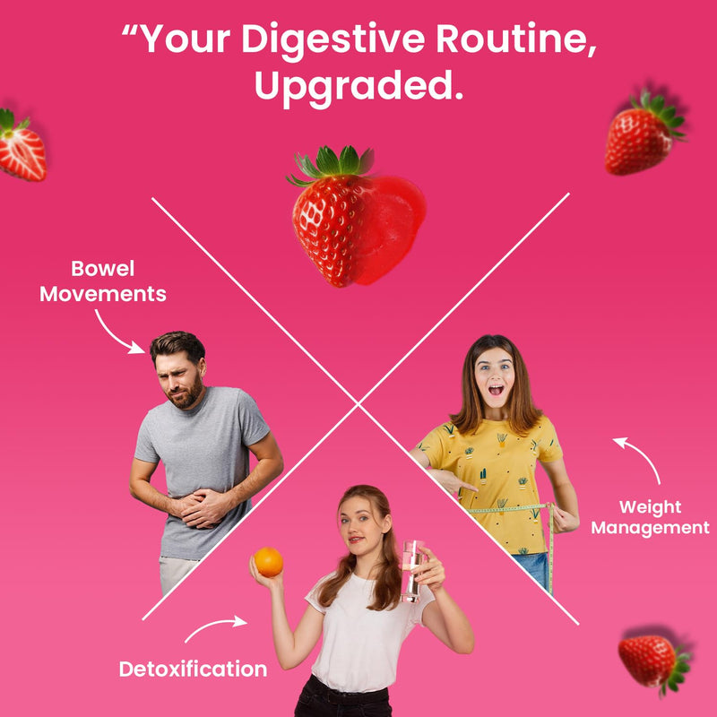 Fiber Vegan Gummies, 90 Gummies, 1 Month Supply, Strawberry Flavour, Vitamin B12 & B6, 3 Per Day, Gluten-Free - By VED