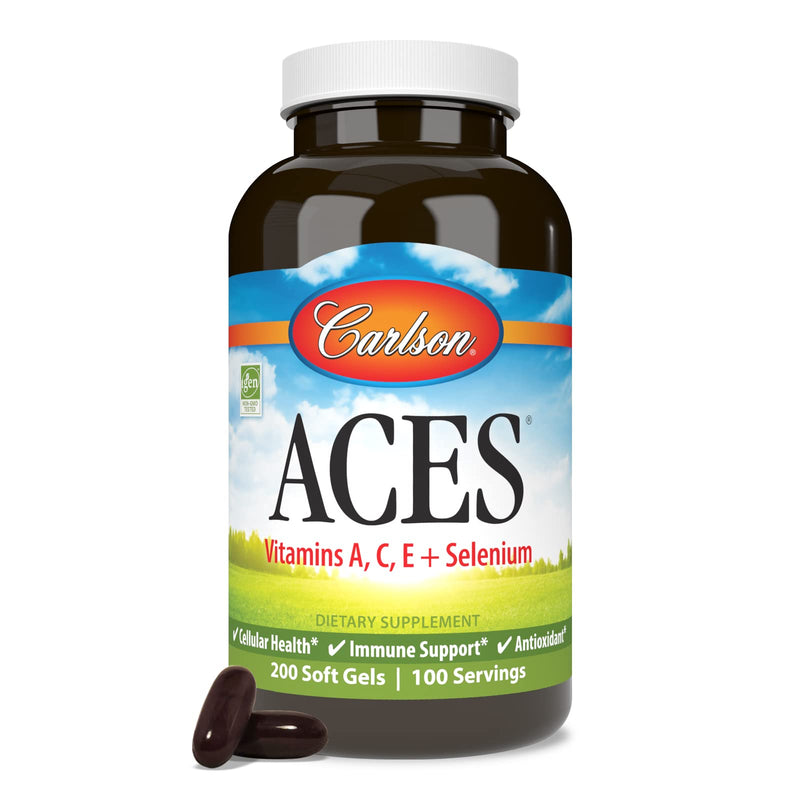 Carlson - ACES, Vitamins A, C, E + Selenium, Cellular Health & Immune Support, Antioxidant, 200 Softgels