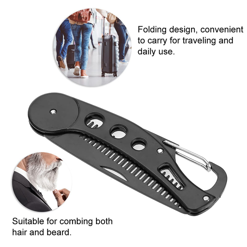 [Australia] - nobrands Foldable Beard Comb, Hair and Beard Comb for Men Stainless Steel Comb Mustache Shape Comb Has a beer opening function and as a keychain 