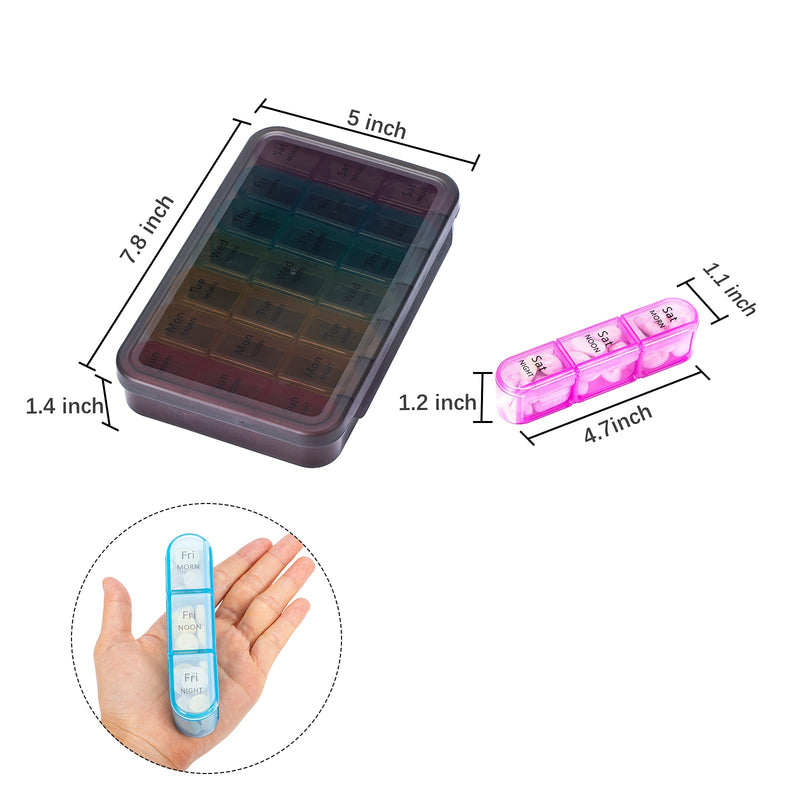[Australia] - ASprink Pill Organizer 3 Times a Day - Weekly Pill Organizer 3 Times a Day - Large Pill Box 7 Day Medicine Organizer Pill Case, Pill Box Organizer Container, Daily Pill Box 3 Times a Day for Vitamins Black 