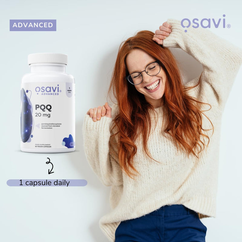 Osavi PQQ 20 mg – 60 Vegan Capsules | Microbially Fermented Pyrroloquinoline Quinone for Cellular Health Support