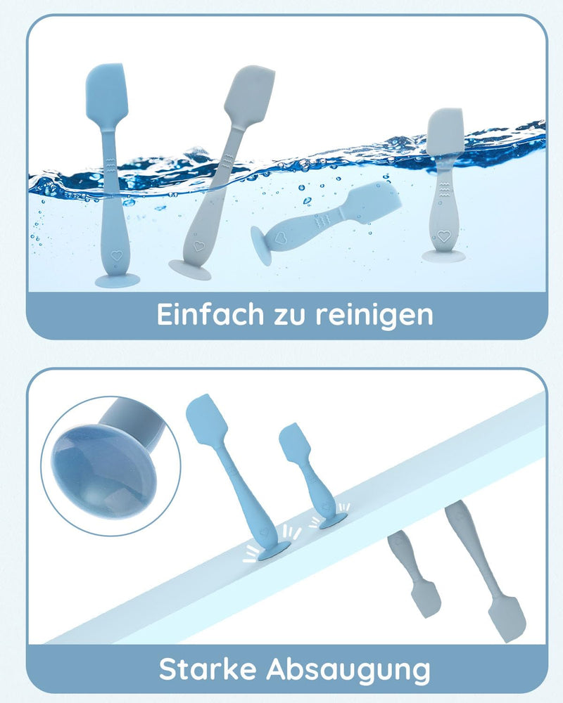 [Australia] - btrfe Baby Diaper Cream Spatula, Silicone Baby Diaper Rash Cream Applicator, Soft Butt Paste Spatula Brush with Suction Base for Newborn Essentials, 4 Pack (Blue) Blue 