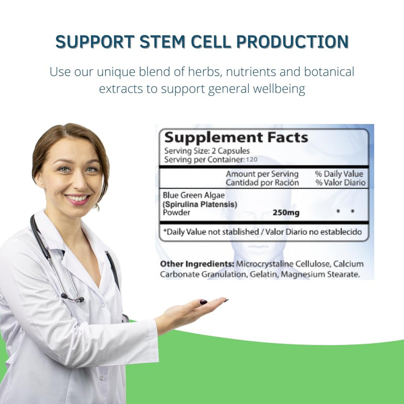 [Australia] - Bioxtron Natural AFA Stem Cell Supplement - Joint Support & Muscle Pain - Immune System Support - Natural Blue Green Algae Spirulina - 120 Caps 1 