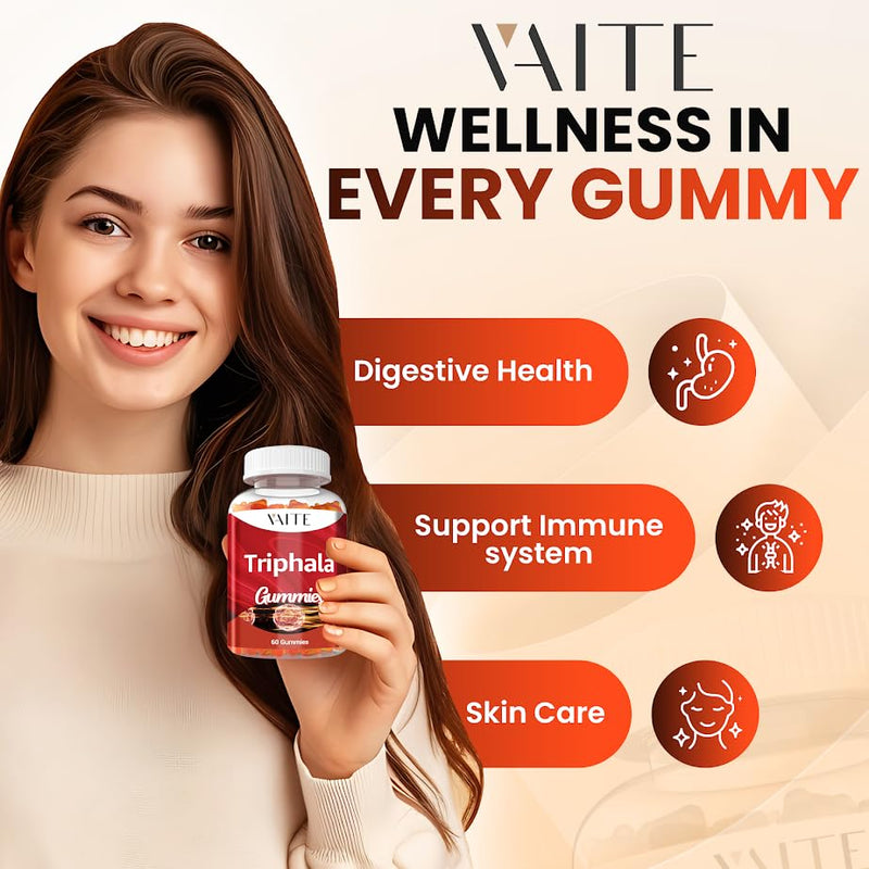 [Australia] - Organic Triphala Supplement with Amla, Haritaki & Bibhitaki - Amalaki Herbal Blend, Natural Ayurvedic Supplements & Gut Health & Immune Support, Colon Cleanse & Digestive System Supports - 60 Gummies 