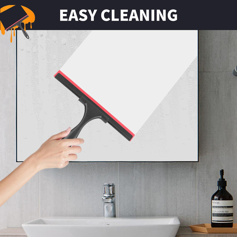 [Australia] - SetSail Shower Squeegee for Glass Doors Stainless Steel Squeegee for Shower Glass Door All-Purpose Window Squeegee for Tile Shower Walls, Sink, Mirror, Bathroom, Car Window Cleaning 10 Inches Red-black 