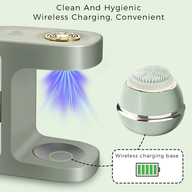[Australia] - Electric Facial Cleansing Brush,Waterproof Facial Massage Brush,Sonic Face Scrubber with UV-C Disinfection,3 Sonic Cleansing Modes & 3 Brush Heads,For Exfoliating and Massaging,Rechargeable Face Brush 