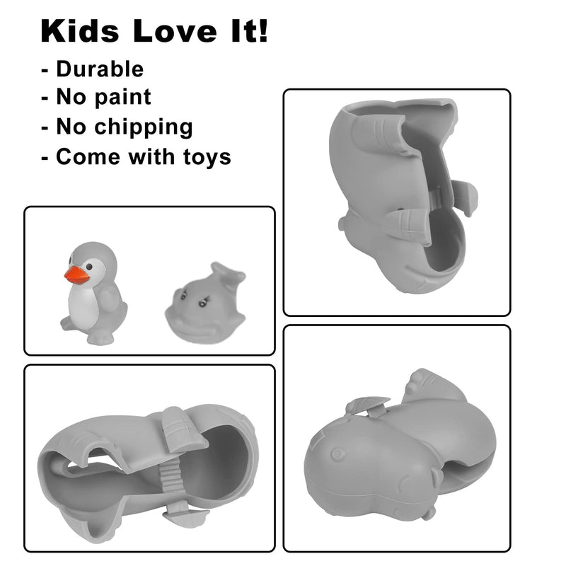 [Australia] - Bath Spout Cover - Faucet Cover Baby - Tub Spout Cover Bathtub Faucet Cover for Kids -Tub Faucet Protector for Baby - Silicone Spout Cover Gray Hippo - Kids Bathroom Accessories - Free Bathtub Toys 