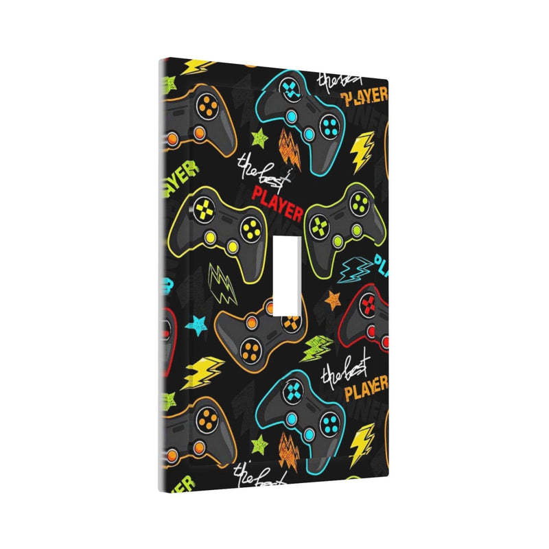 [Australia] - Funny Graffiti Video Games Controller Gaming Gamer Teen Kids Boys Gamepad 1 Gang Single Toggle Outlet Light Switch Wall Plate Outlet Cover Electrical Faceplate Decorative Switchplate Playroom Decor 1 Toggle Mid size Kid Boys Gamer Gaming Game 