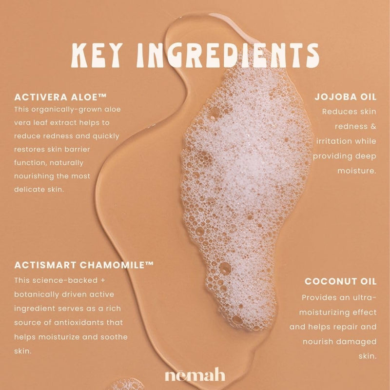 [Australia] - Nemah Soothing Baby Bath Essentials - Baby Soap And Shampoo 2-in-1, Cleansing & Nourishing Baby Wash with Activera Aloe Vera, Actismart Chamomile & Jojoba Oil, Vegan, Gluten-Free 