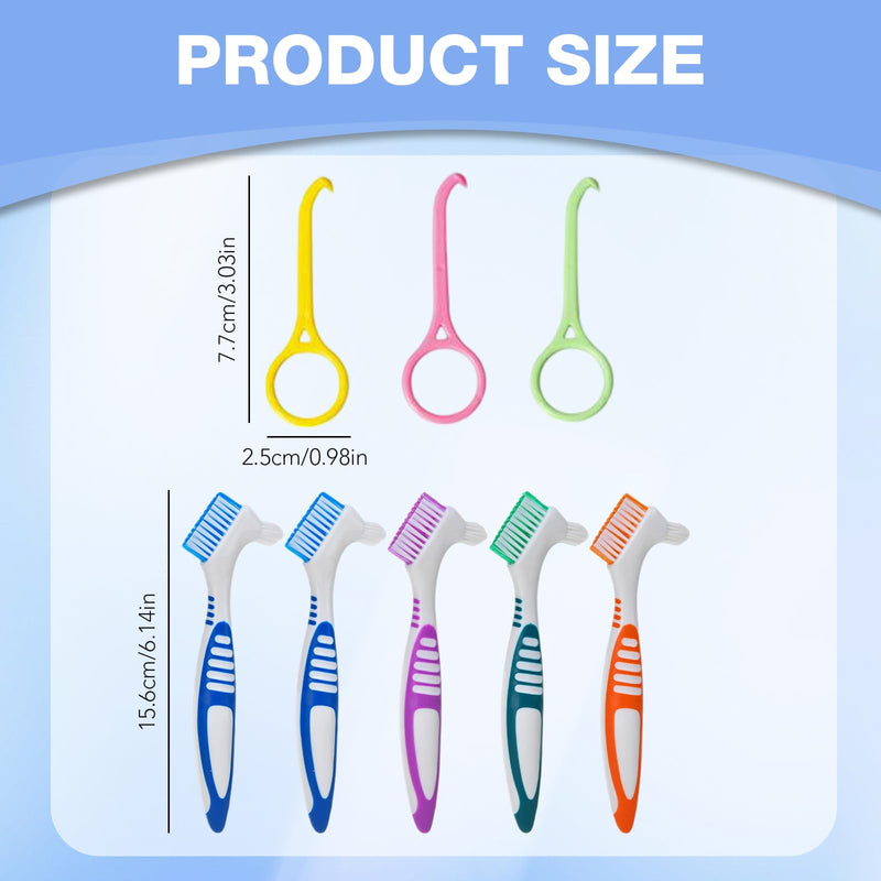 [Australia] - VARKAGE Pack of 5 denture toothbrushes, toothbrush for dentures with 3 denture pullers, denture brush for all types of dentures to make them cleaner 
