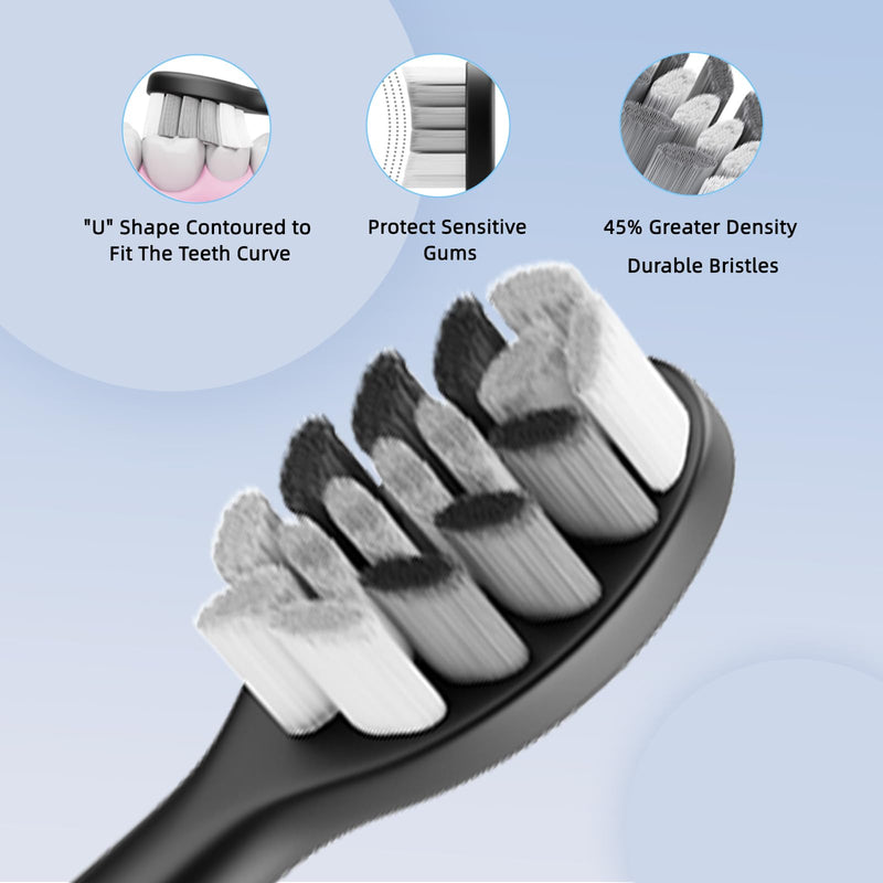 [Australia] - Electric Toothbrush Set, Equipped with 10 Brush Heads and Travel case, IPX8 Waterproof, 2-Minute Timer, 42000 high-Frequency Vibrations, 5 Modes, The First Choice for Gift Giving Black 