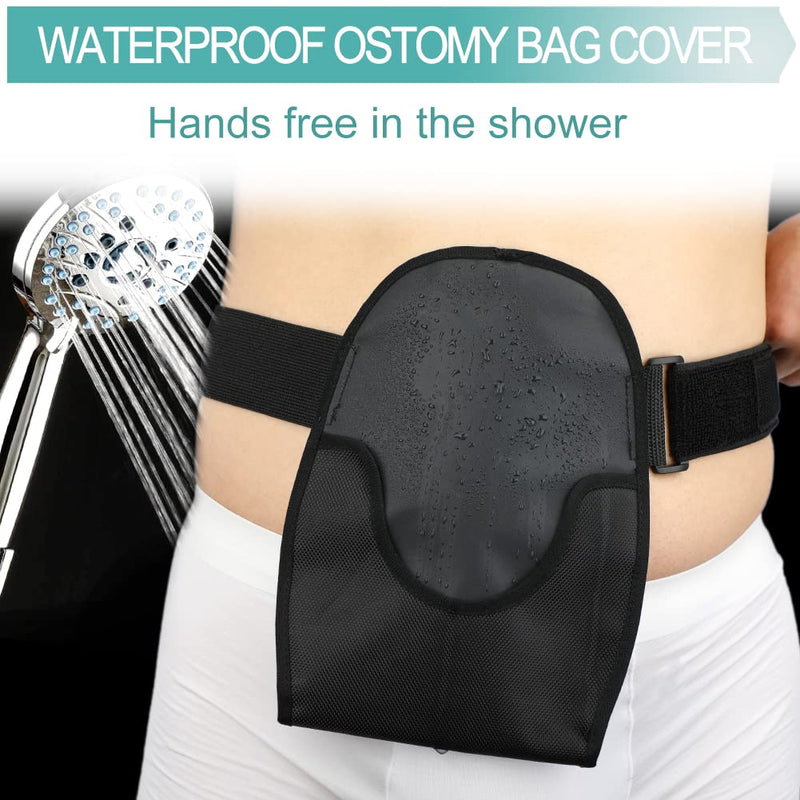 [Australia] - Colostomy Bag Covers Ostomy Pouch Cover Ostomy Supplies Stoma Support Belt Ileostomy Shower Guard Women Men Black 